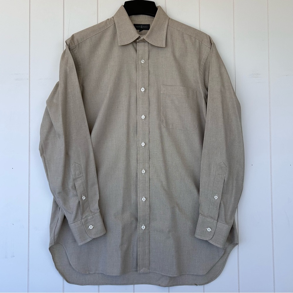 Robert Talbott Men’s Button Up Shirt Tan Cotton Size 15.5-34